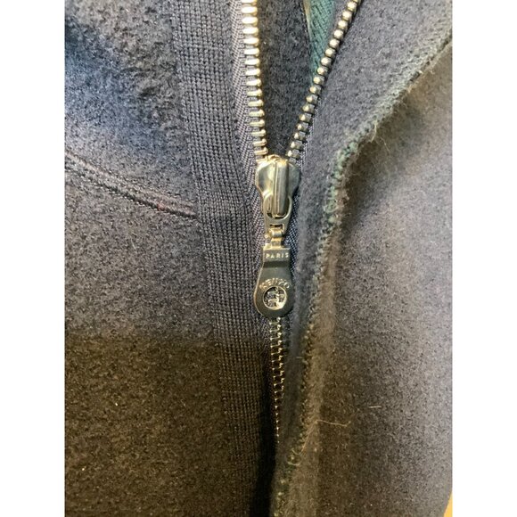 KENZO Paris Navy Blue, Black & Green Colorblock Wool Hooded Zip-Up Coat Size M - Picture 3 of 7